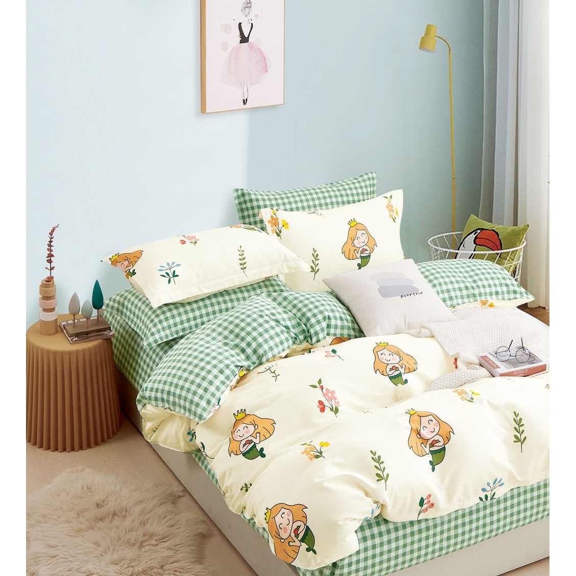 Sahaler Succulents Baby Bedding Set for Boy Girl Pastel Succulents Nursery Fitted Sheets Baby Minky Blanket 3 Pieces Set